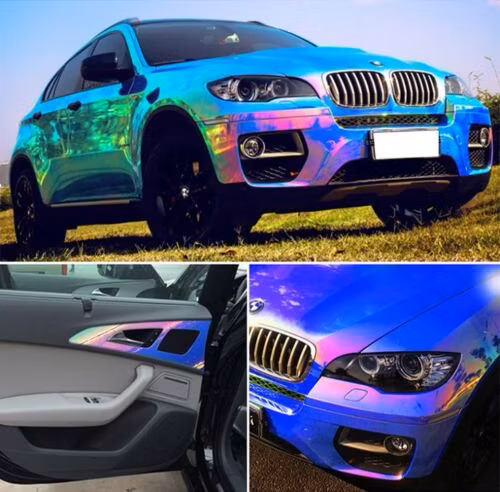 Car Vinyl Wrap Pet Car Decoration Sky Blue Rainbow Neo Chrome Bubble Free Wrapping Sticker Vinyl Car Film