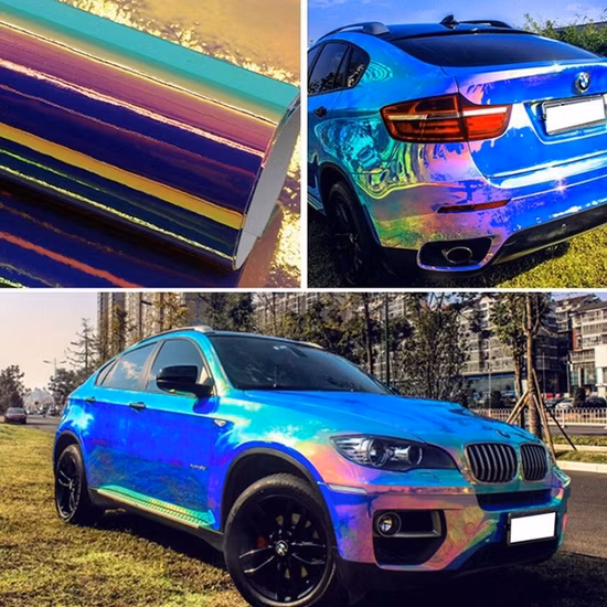 Auto-Vinylfolie, Haustier-Autodekoration, Himmelblau, Regenbogen, Neo-Chrom, blasenfreie Verpackung, Aufkleber, Vinyl-Autofolie